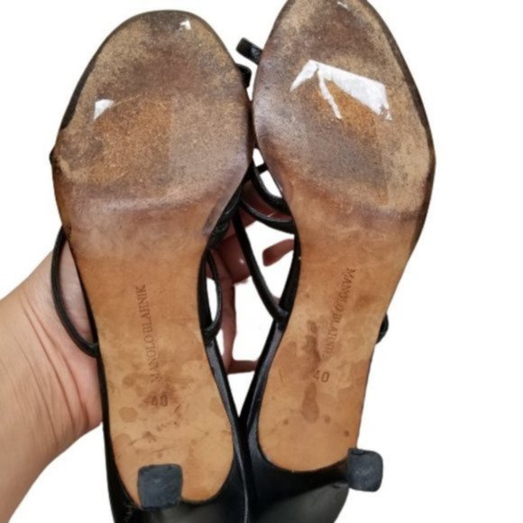 Manolo Blahnik Black Strappy Heels - Picture 4 of 10
